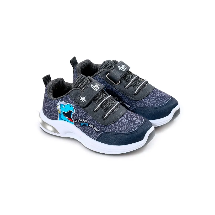 Imagen 3 de 4 de Zapatillas Footy C/Luz Dinosaurio-GRAFITO/AZUL/CELESTE