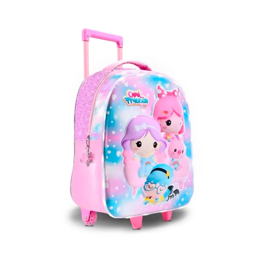 Imagen 1 de 2 de Mochila Footy C/Carro 14" Friends 3D-ROSA
