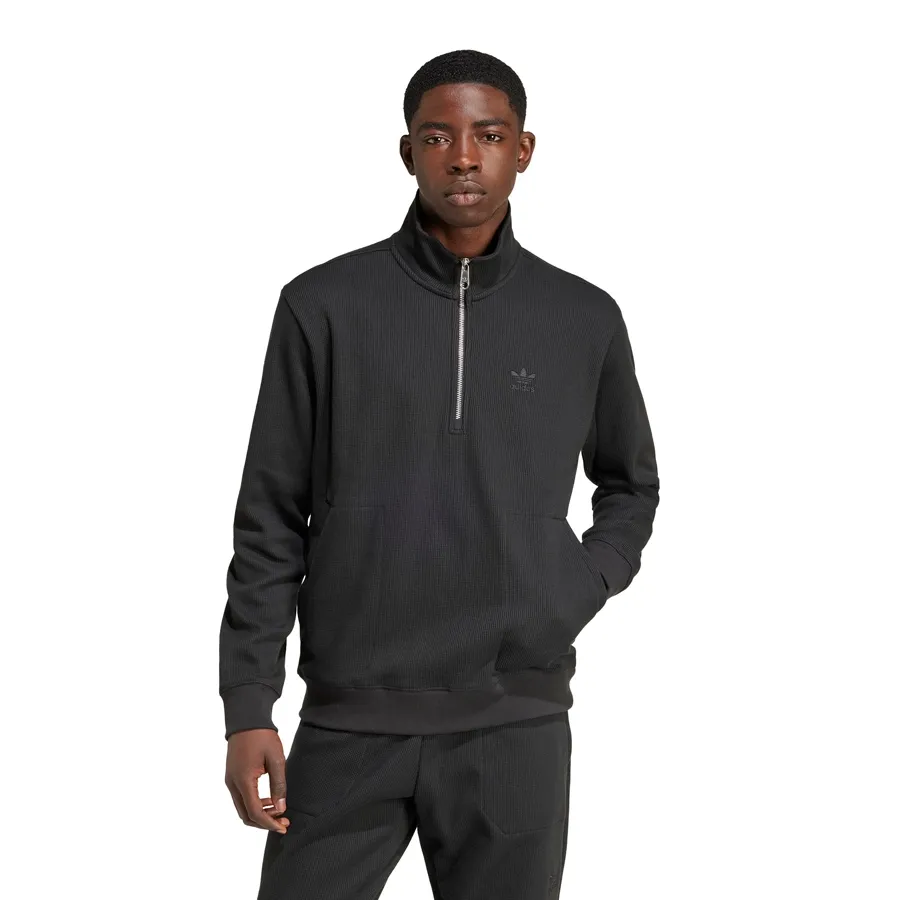 Imagen 0 de 3 de Buzo adidas originals Trifolio Essentials Waffle 1/2-NEGRO