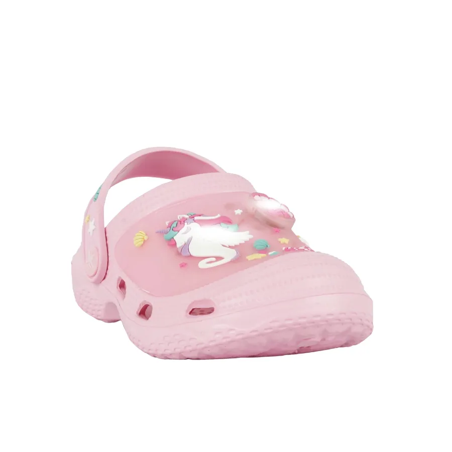 Imagen 1 de 4 de Sandalias Footy clogs Con Luces Unicornio 25-ROSA/BLANCO