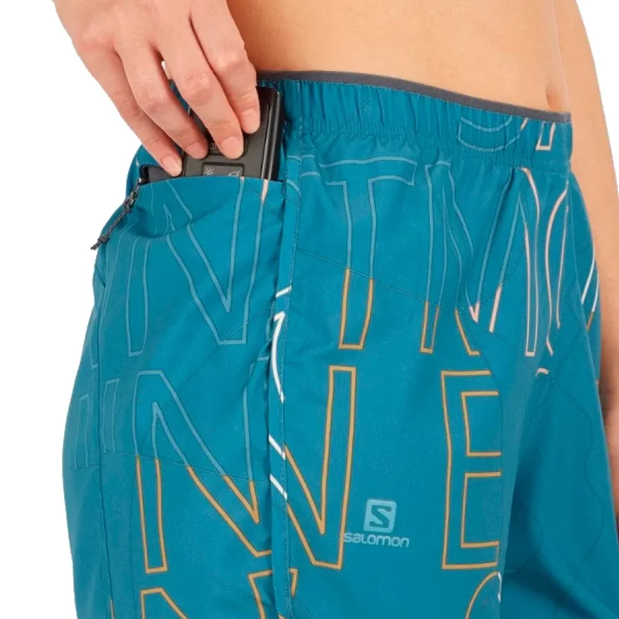 Imagen 1 de 3 de Shorts Salomon Agile-AZUL/BLANCO/MAIZ