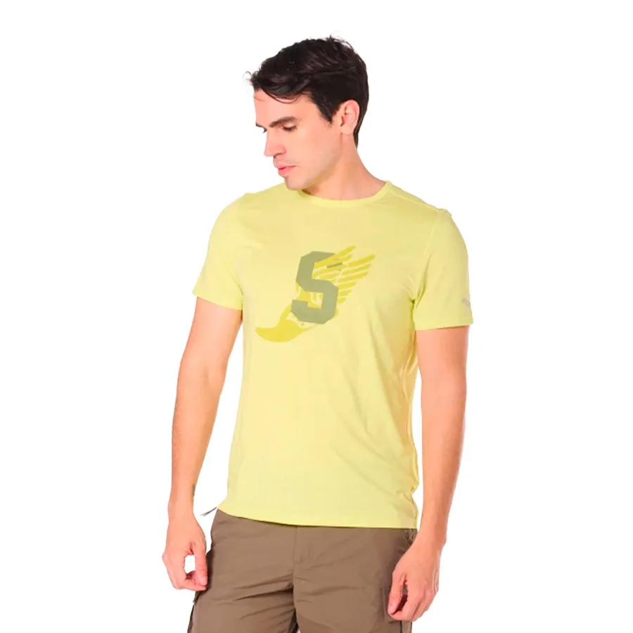 Imagen 0 de 4 de Remera Saucony Manga Corta Stopwatch Graphic-AMARILLO/NEGRO