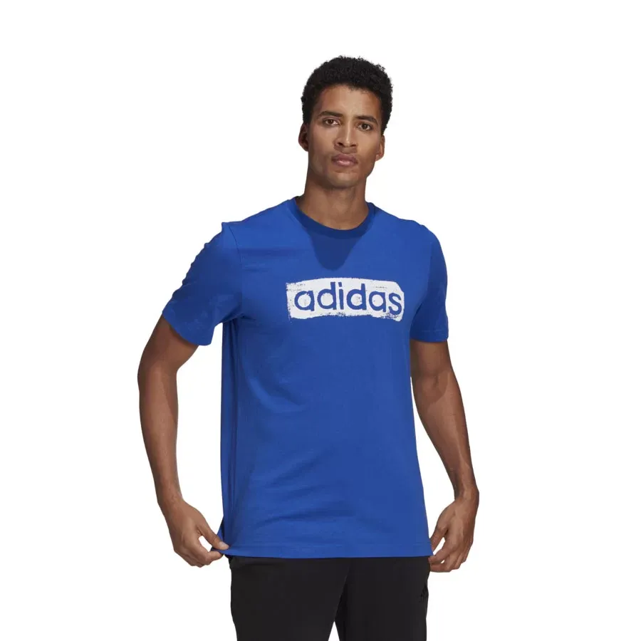 Imagen 0 de 5 de Remera adidas Brushstroke Logo Box Estampada-AZUL/BLANCO