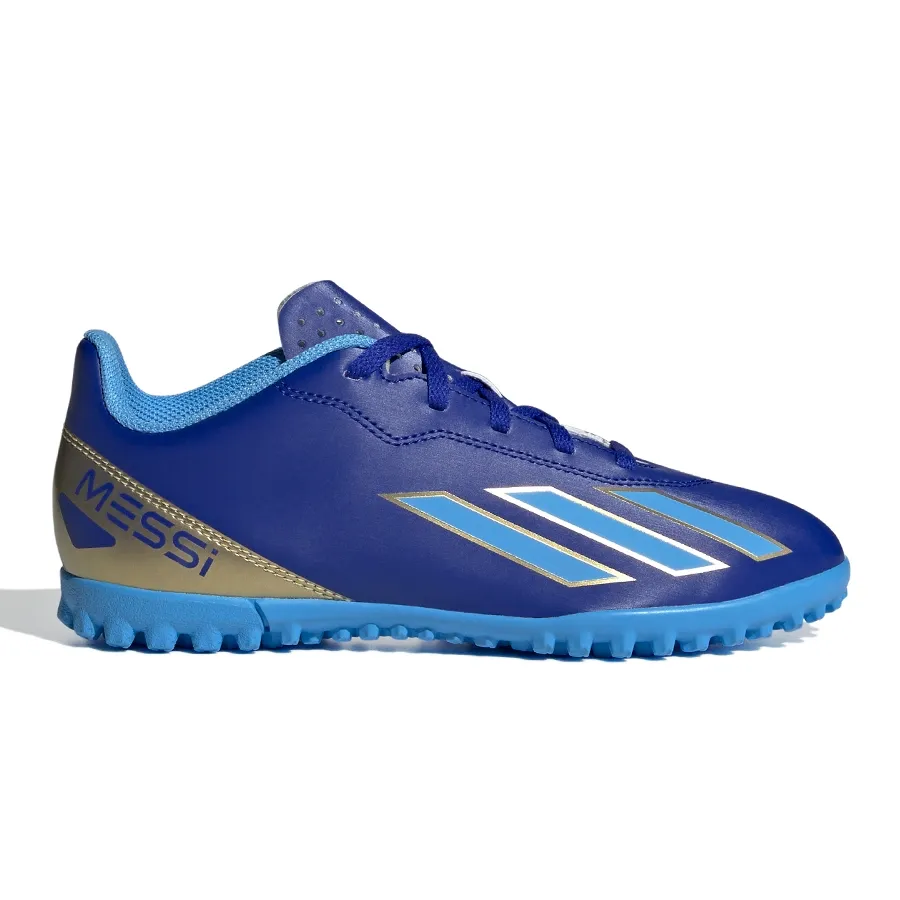 Imagen 0 de 6 de Botines adidas X Crazyfast Club Tf J Messi-AZUL/CELESTE/DORADO