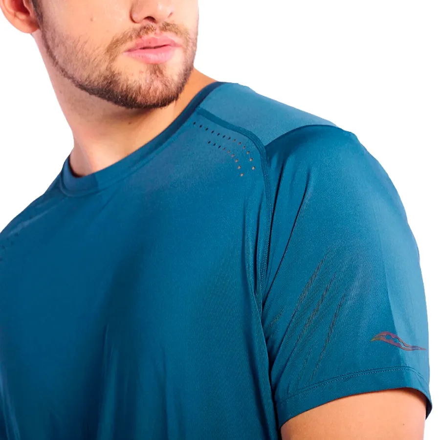 Imagen 3 de 5 de Remera Saucony Hurricane Short Sleeve-AZUL