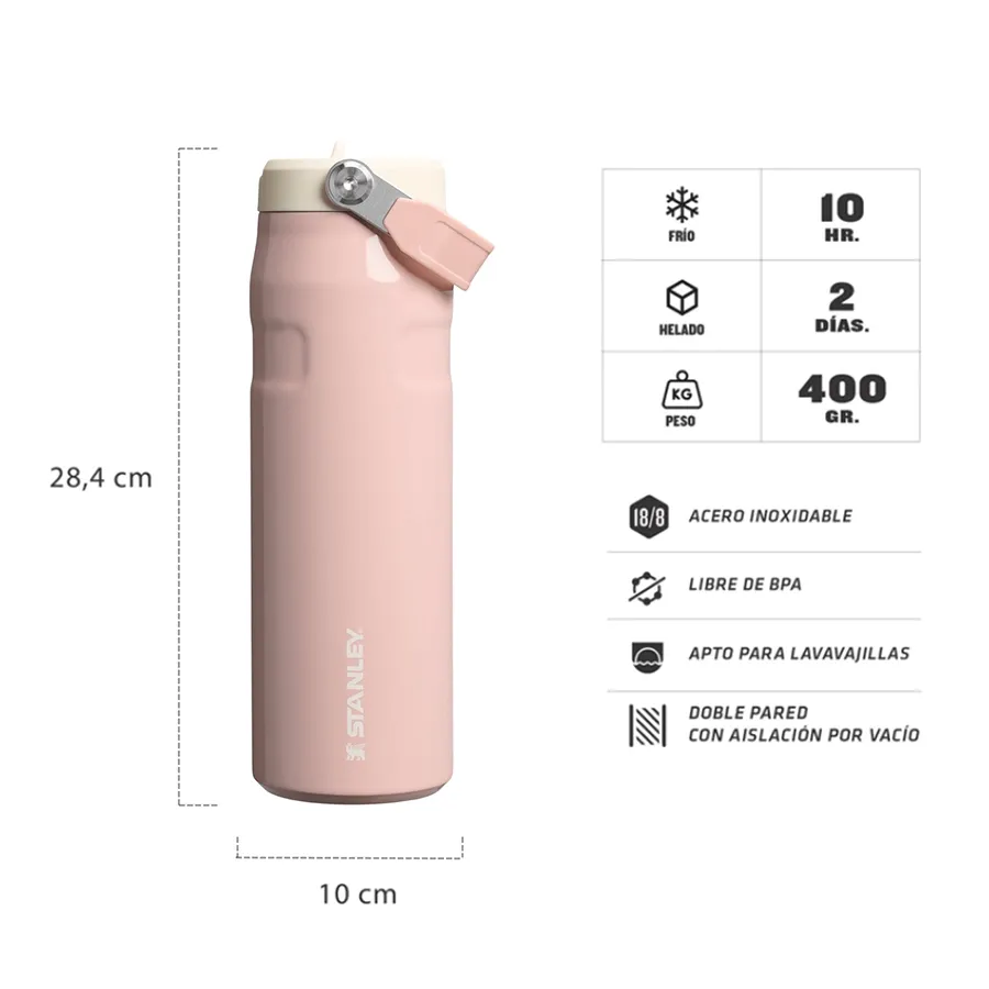 Imagen 3 de 4 de Botella Térmica Stanley Iceflow Flip Colección Oasis-ROSA/BLANCO