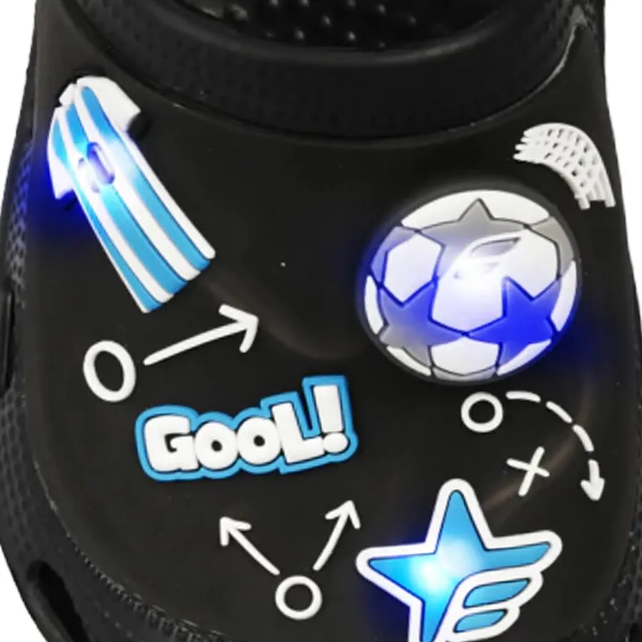 Imagen 3 de 4 de Sandalias Footy Clogs Argentina con luz-NEGRO/BLANCO/AZUL