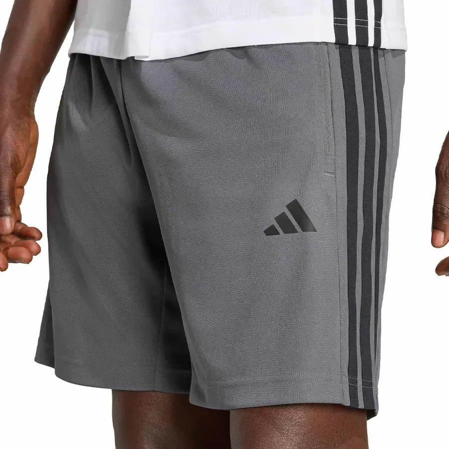 Imagen 3 de 5 de Short adidas Workout Essentials Base 3 Stripes-GRAFITO/NEGRO