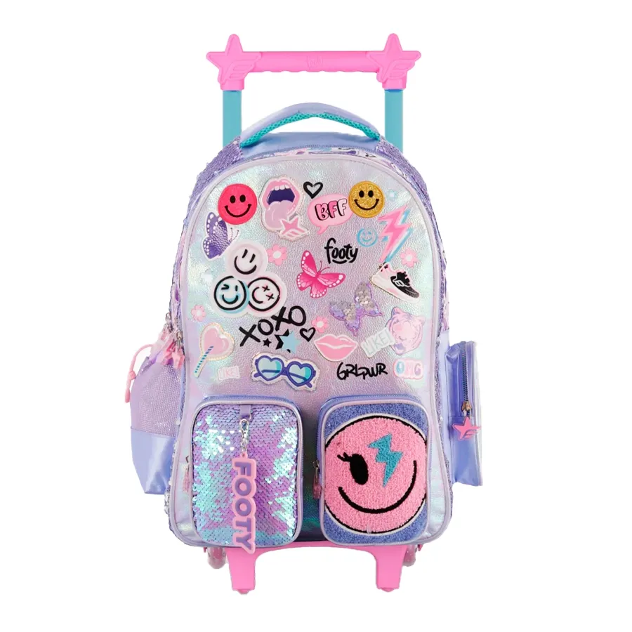 Imagen 0 de 2 de Mochila Footy Carro 18 Happy Smile-VIOLETA/VERDE AGUA/ROSA