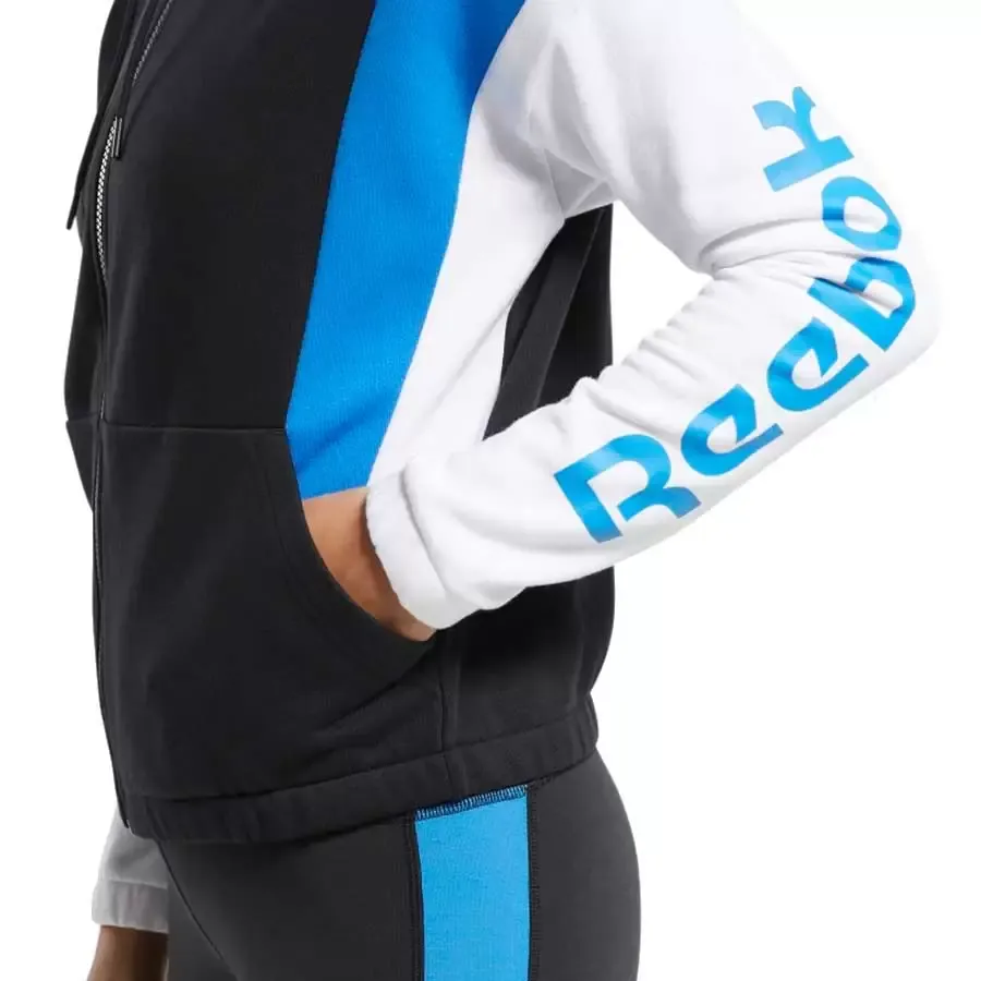 Imagen 2 de 5 de Buzo Reebok Te Linear Logo Fl F-NEGRO/CELESTE/BLANCO