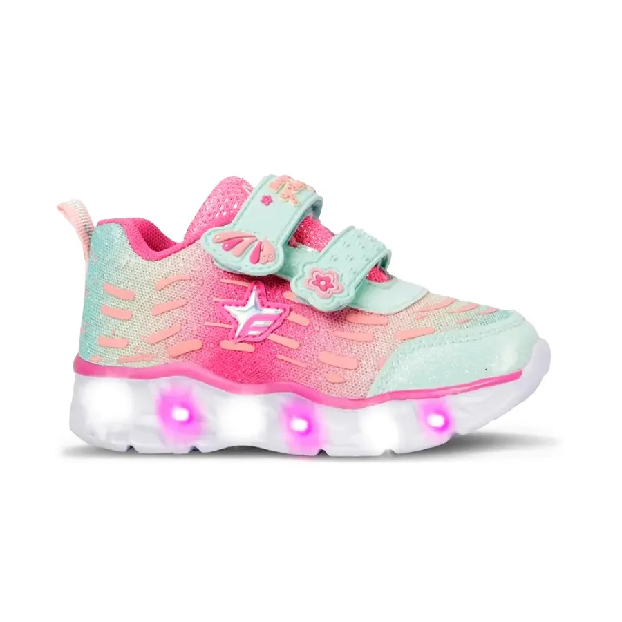 Imagen 0 de 3 de Zapatillas Footy Mini Butterfly Con Luz-VERDE AGUA/ROSA
