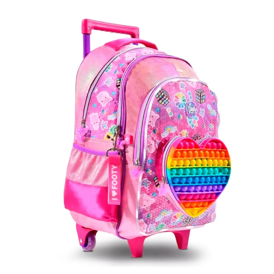 Imagen 1 de 2 de Mochila Footy Con Carro 18 Pop It Con Luz-FUCSIA/VIOLETA