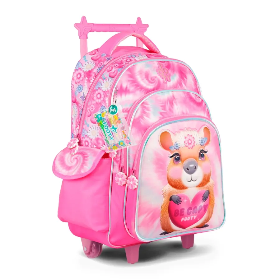 Imagen 1 de 7 de Mochila Footy C/Carro Capybag 18"-ROSA/MARRON