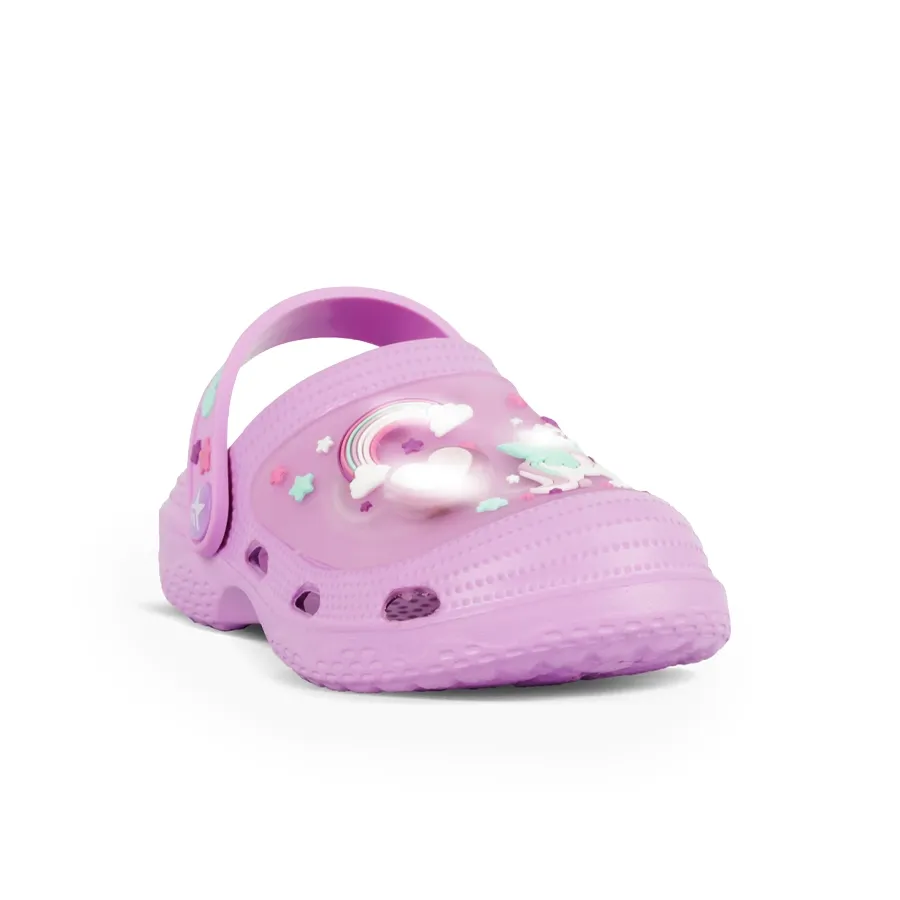 Imagen 1 de 4 de Sandalias Footy Clogs con luz unicornio-VIOLETA