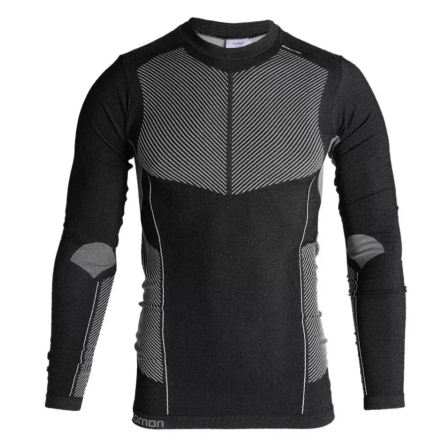 Imagen 3 de 4 de Remera Salomon Primo Warm Ls Cn  Tee M-NEGRO/BLANCO