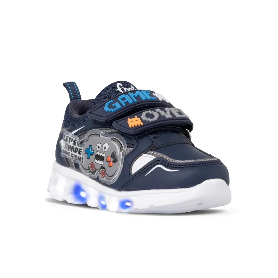 Imagen 1 de 4 de Zapatillas Footy Mini Gamer Fun Con Luz-MARINO/BLANCO/GRIS