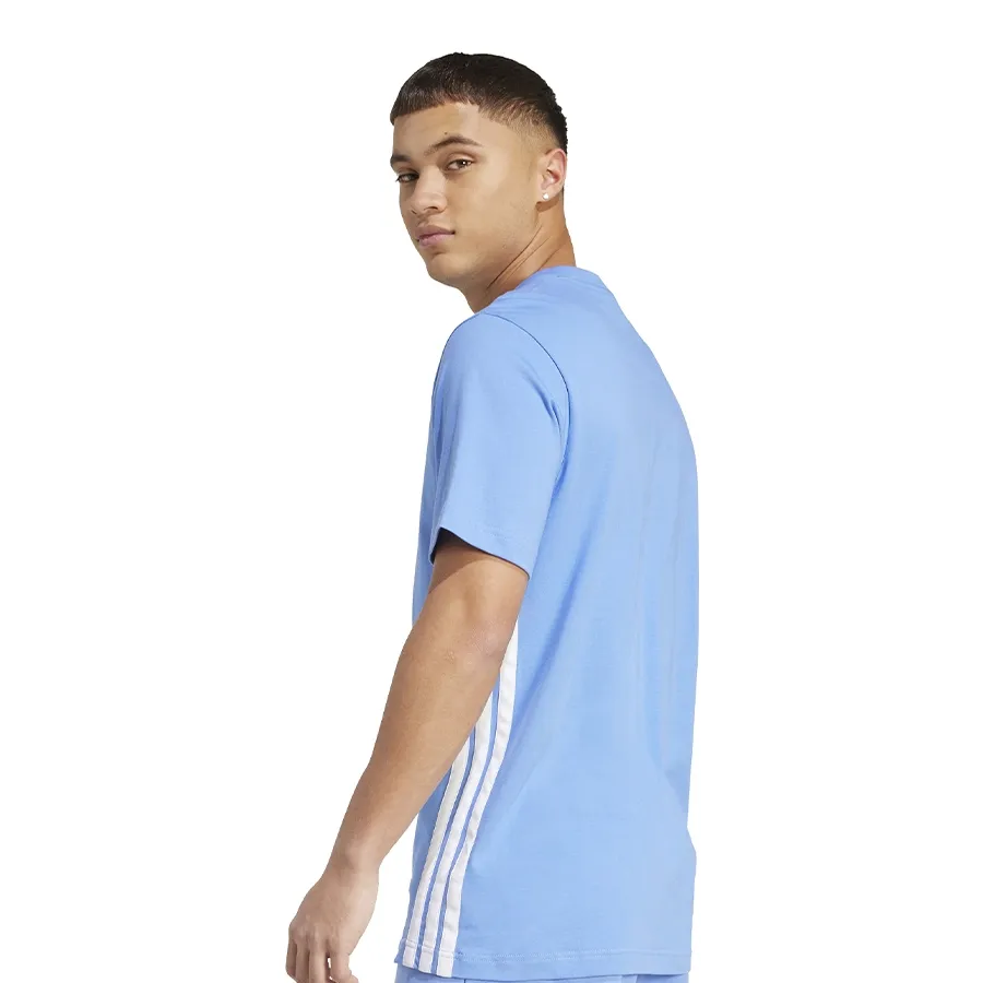 Imagen 2 de 5 de Remera adidas Essentials Single Jersey 3 Stripes-CELESTE