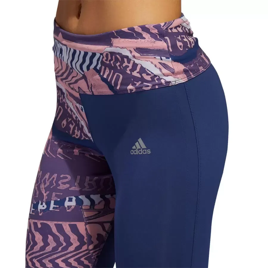 Imagen 2 de 4 de Calza adidas Para Correr Own Tgt-AZUL/ROSA/GRIS