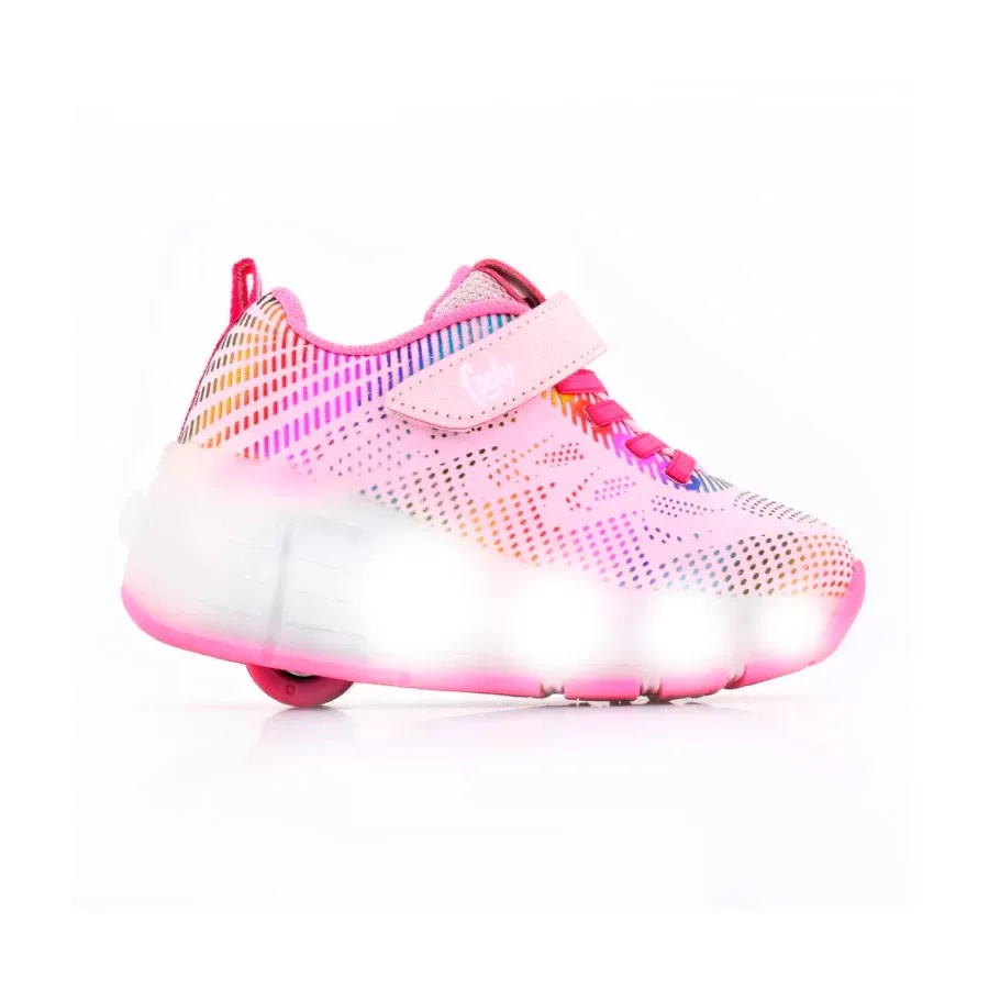 Imagen 3 de 4 de Zapatillas Footy C/Rueda Mesh Luz Led-ROSA