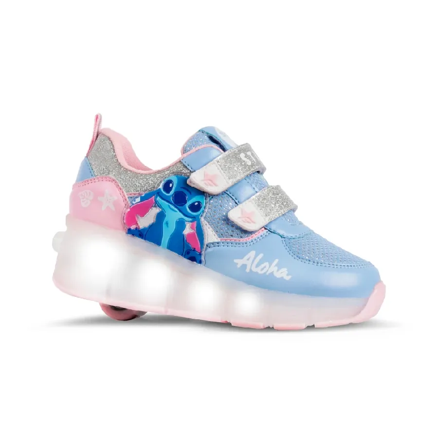 Imagen 0 de 3 de Zapatillas Footy Roller Stitch con Ruedas+Luz Led-CELESTE/PLATA/ROSA