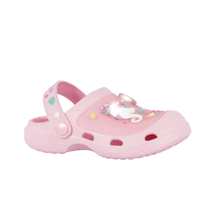Imagen 0 de 4 de Sandalias Footy clogs Con Luces Unicornio 25-ROSA/BLANCO