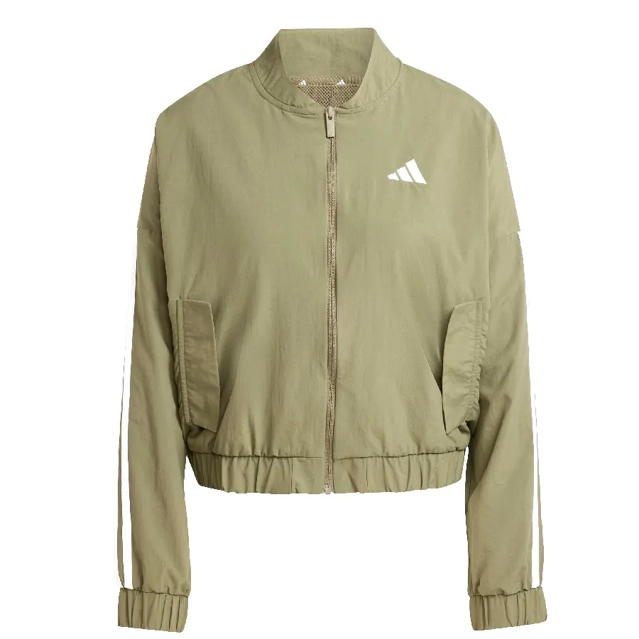 Imagen 1 de 4 de Campera adidas Bómber Lifestyle Essentials 3 Rayas-OLIVA/BLANCO