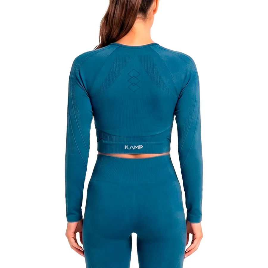 Imagen 1 de 2 de Top Kamp Kalma Crop Manga Larga Seamless-AZUL PETROLEO