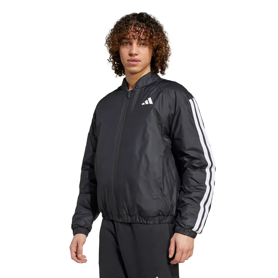 Imagen 0 de 5 de Campera adidas Bómber Térmica Essentials 3 Tiras-NEGRO/BLANCO