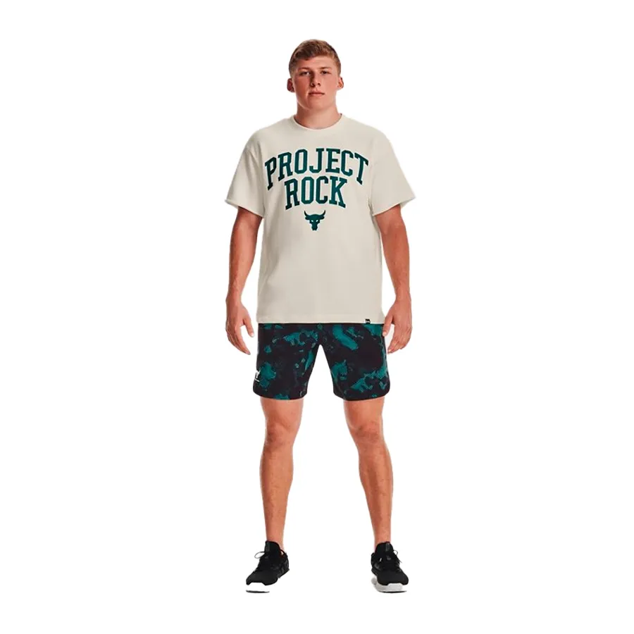 Imagen 2 de 4 de Remera Under Armour Project Rock Heavyweight Terry-BLANCO