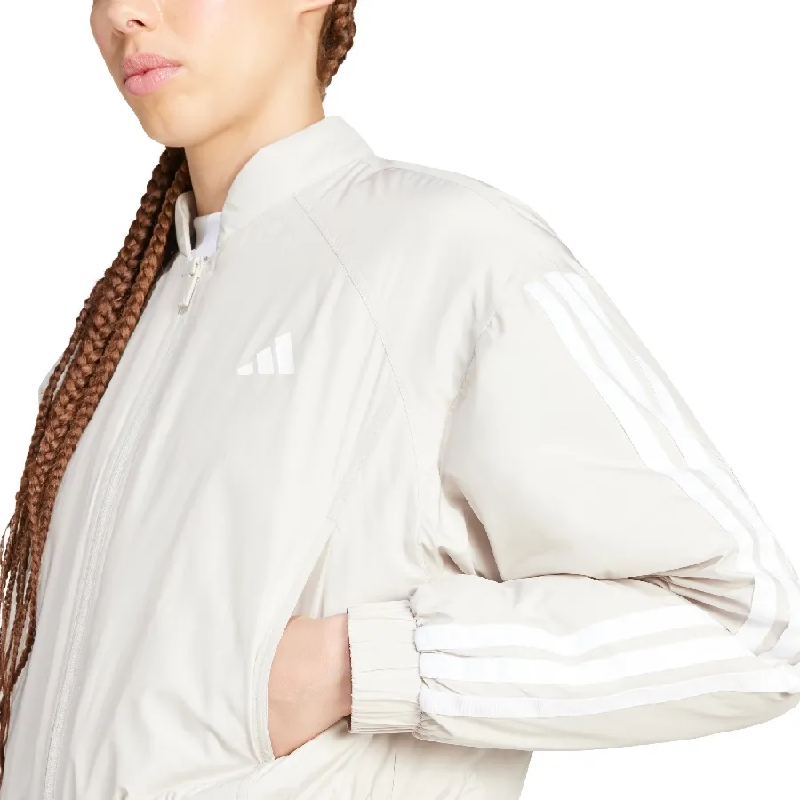Imagen 4 de 5 de Campera adidas Bómber Corta Térmica Essentials 3 Tiras-BEIGE
