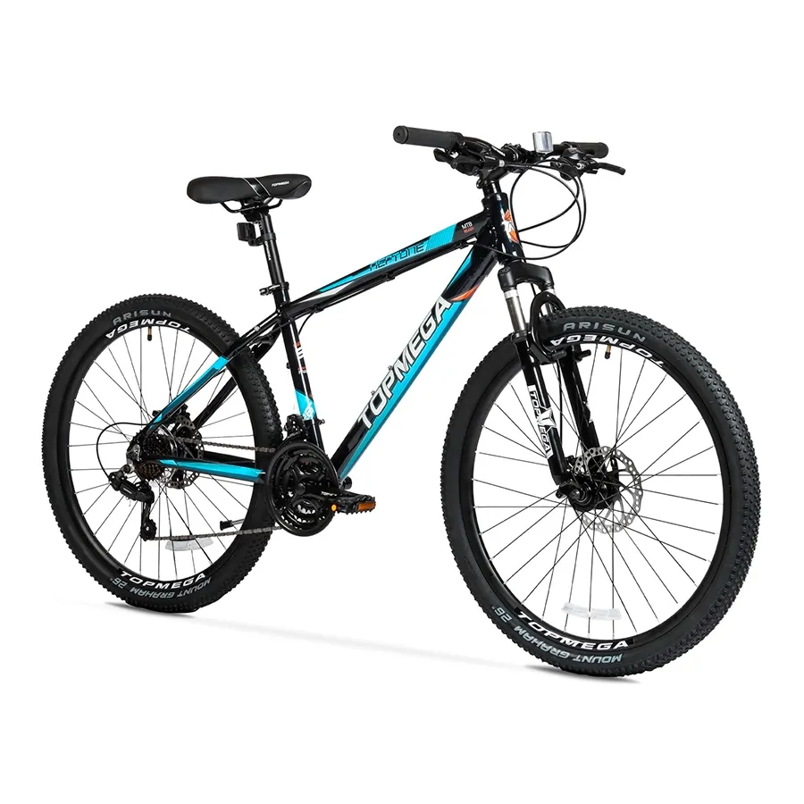 Imagen 1 de 8 de TopMega Mountain Bike Neptune R26 21vel-NEGRO/CELESTE/NARANJA