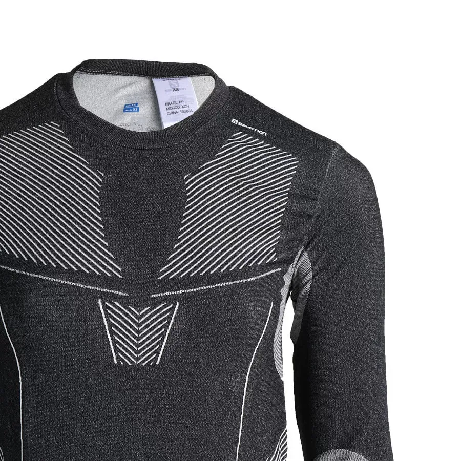 Imagen 2 de 3 de Remera Salomon Primo Warm Ls Cn W-NEGRO/BLANCO/GRIS