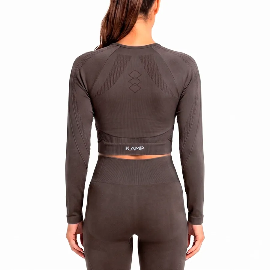 Imagen 1 de 2 de Top Kamp Kalma Crop Manga Larga Seamless-CHOCOLATE