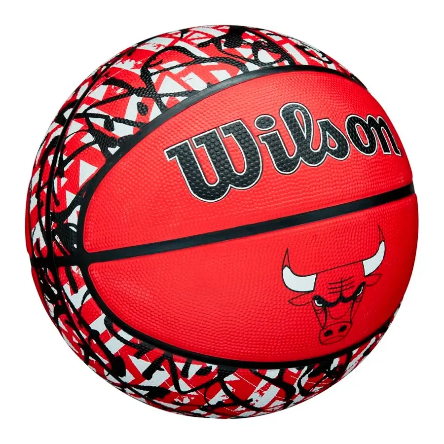 Imagen 2 de 6 de Pelota Wilson Graffiti Chi Bulls 7-ROJO/NEGRO
