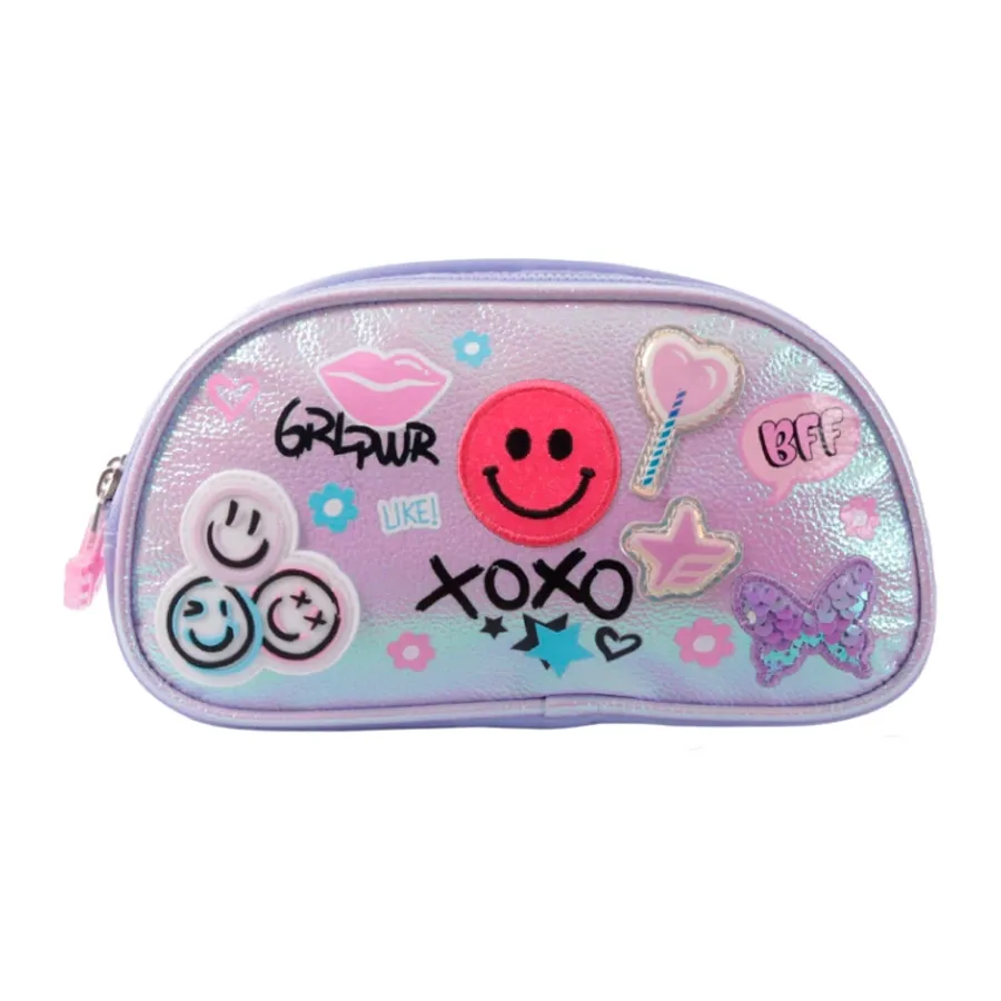 Imagen 1 de 2 de Cartuchera Footy 2 Cierres Happy Smile-VIOLETA/ROSA/ROJO