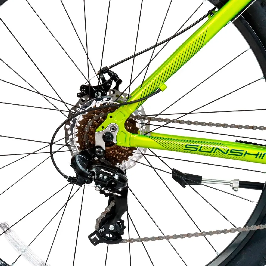 Imagen 5 de 9 de Bicicleta TopMega Fija  Mountain Bike Sunshine Aluminio R29 21vel-VERDE/LIMA