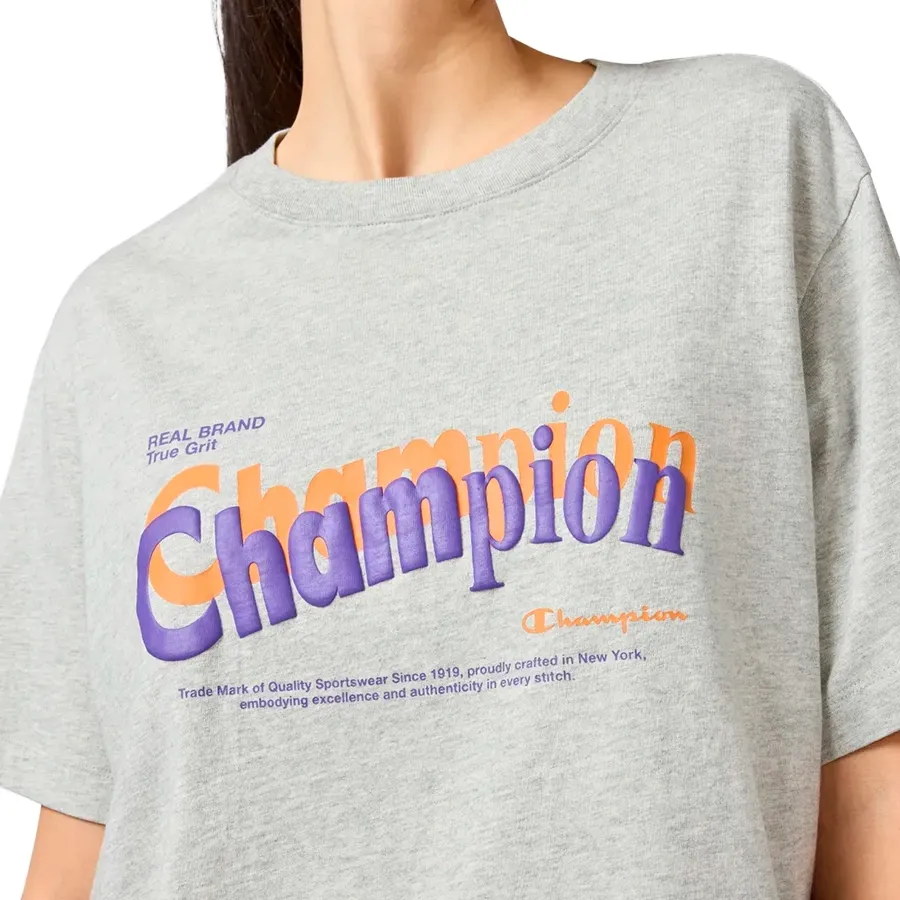 Imagen 2 de 3 de Remera Champion Logo 25-GRIS/NARANJA/MORADO