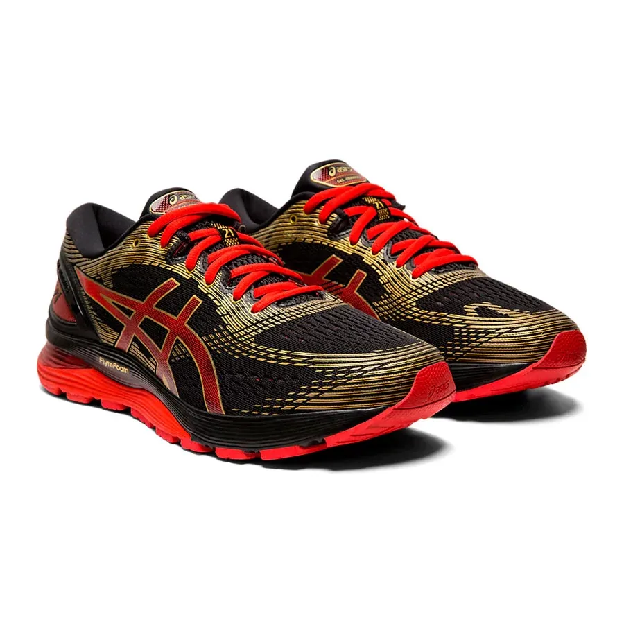 Imagen 3 de 5 de Zapatillas Asics Gel Nimbus 21-NEGRO/DORADO/ROJO