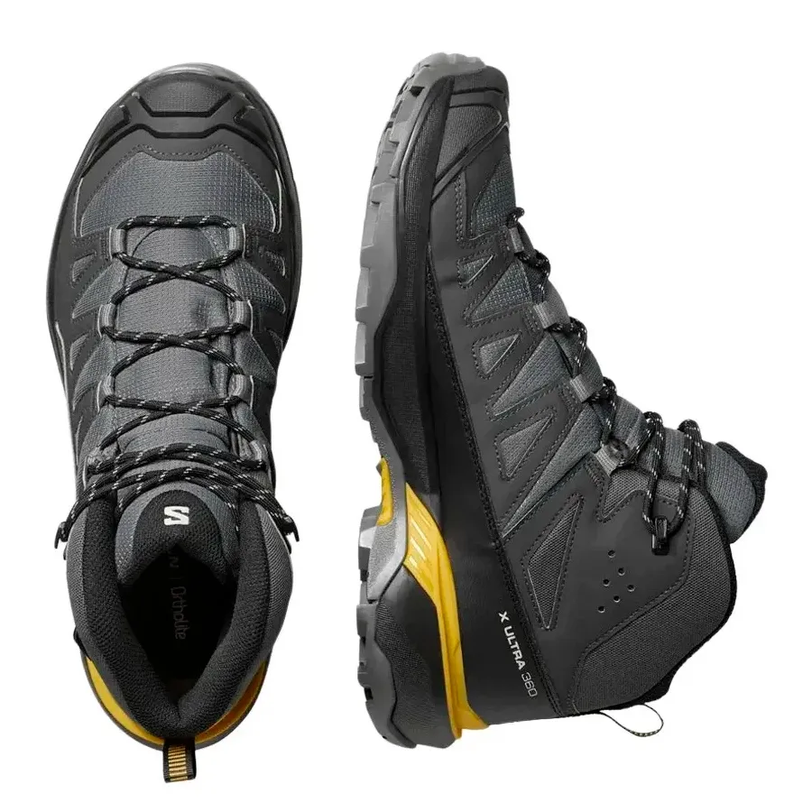 Imagen 3 de 6 de Zapatillas Salomon X ULTRA 360 MID GTX M-NEGRO/GRAFITO/AMARILLO