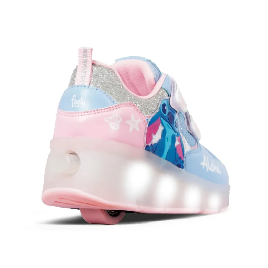 Imagen 2 de 3 de Zapatillas Footy Roller Stitch con Ruedas+Luz Led-CELESTE/PLATA/ROSA