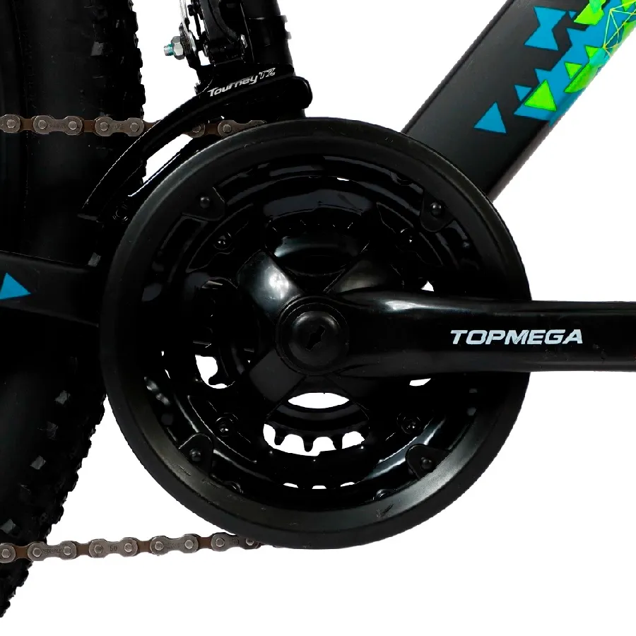 Imagen 5 de 8 de TopMega Mountain Bike Regal Aluminio R29 21vel-NEGRO/VERDE/CELESTE/AMARILLO