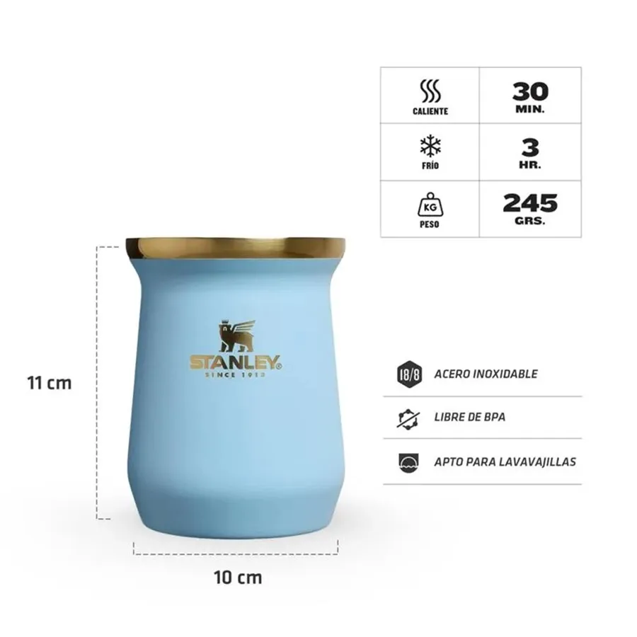 Imagen 3 de 5 de Mate 236 ml. Messi x Stanley 1913-CELESTE/DORADO