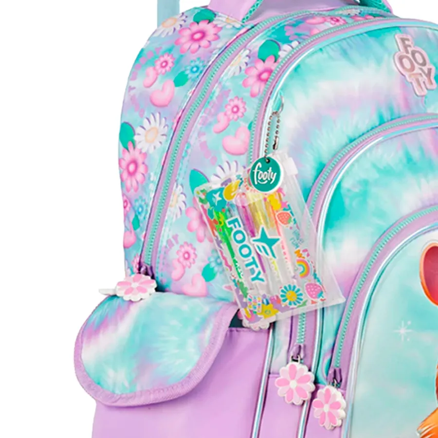 Imagen 2 de 3 de Mochila Footy Carro 18"-LILA/VERDE AGUA