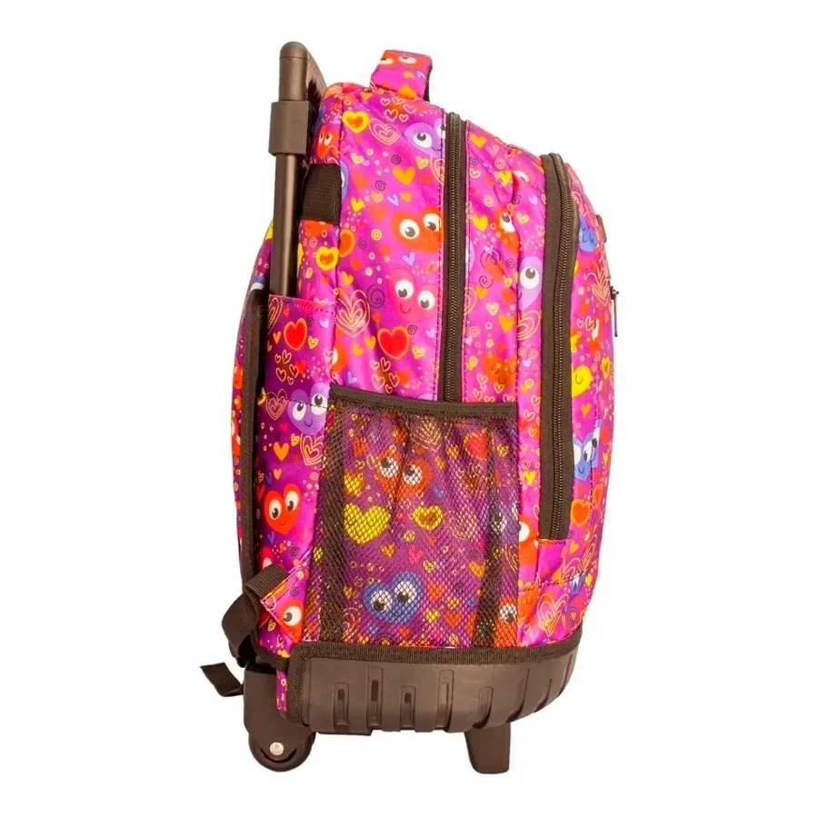 Imagen 1 de 4 de Mochila Dolphin Carrito Escolar Corazones-LILA