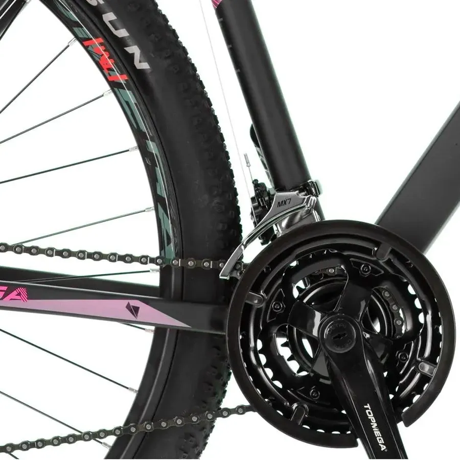 Imagen 3 de 5 de Bicicleta TopMega Mtb Regal R29 21V-NEGRO/ROSA