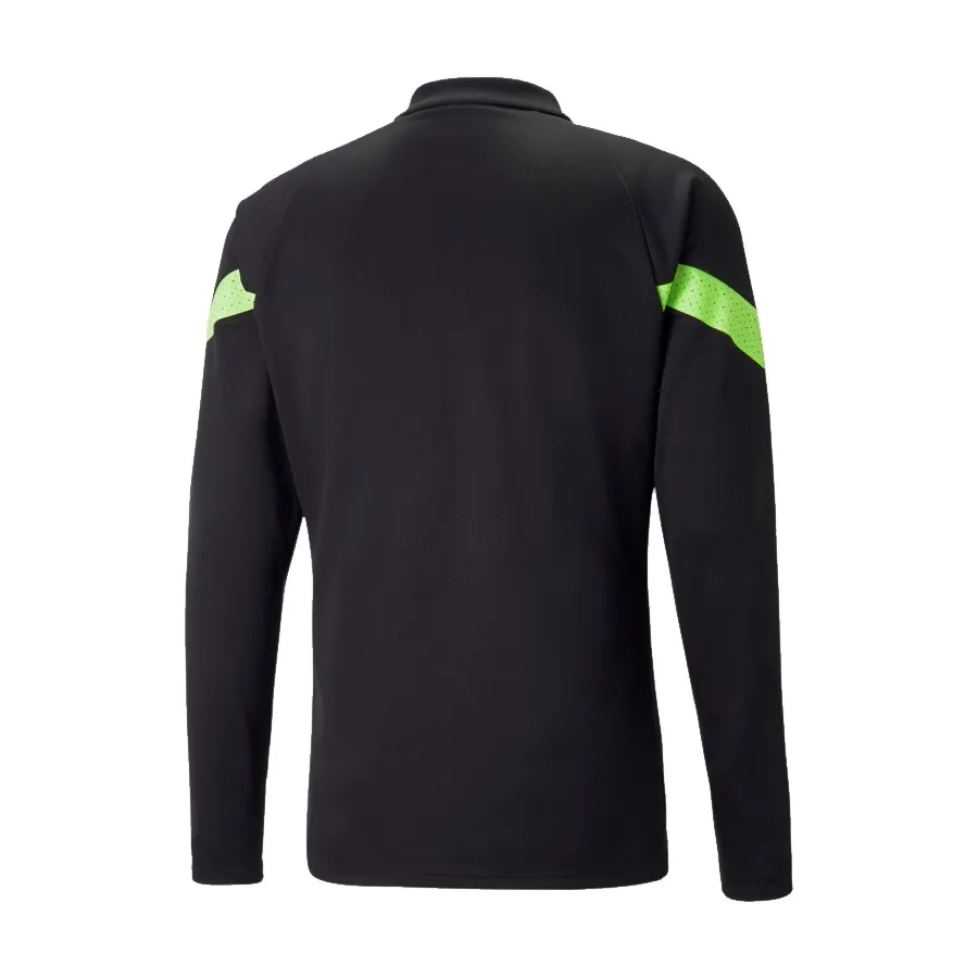 Imagen 1 de 5 de Buzo Puma Manchester City 1/4 Zip-NEGRO/VERDE FLUOR/CELESTE