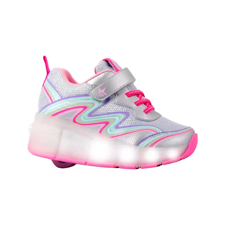 Imagen 0 de 2 de Zapatillas Footy Roller Arcoiris-PLATA/FUCSIA/ROSA