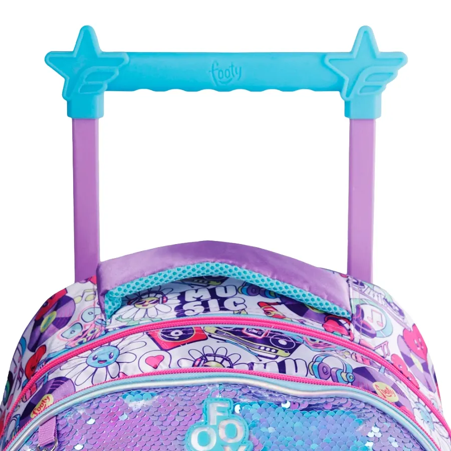 Imagen 3 de 9 de Mochila Footy Carro 18" Luz Music Life-LILA