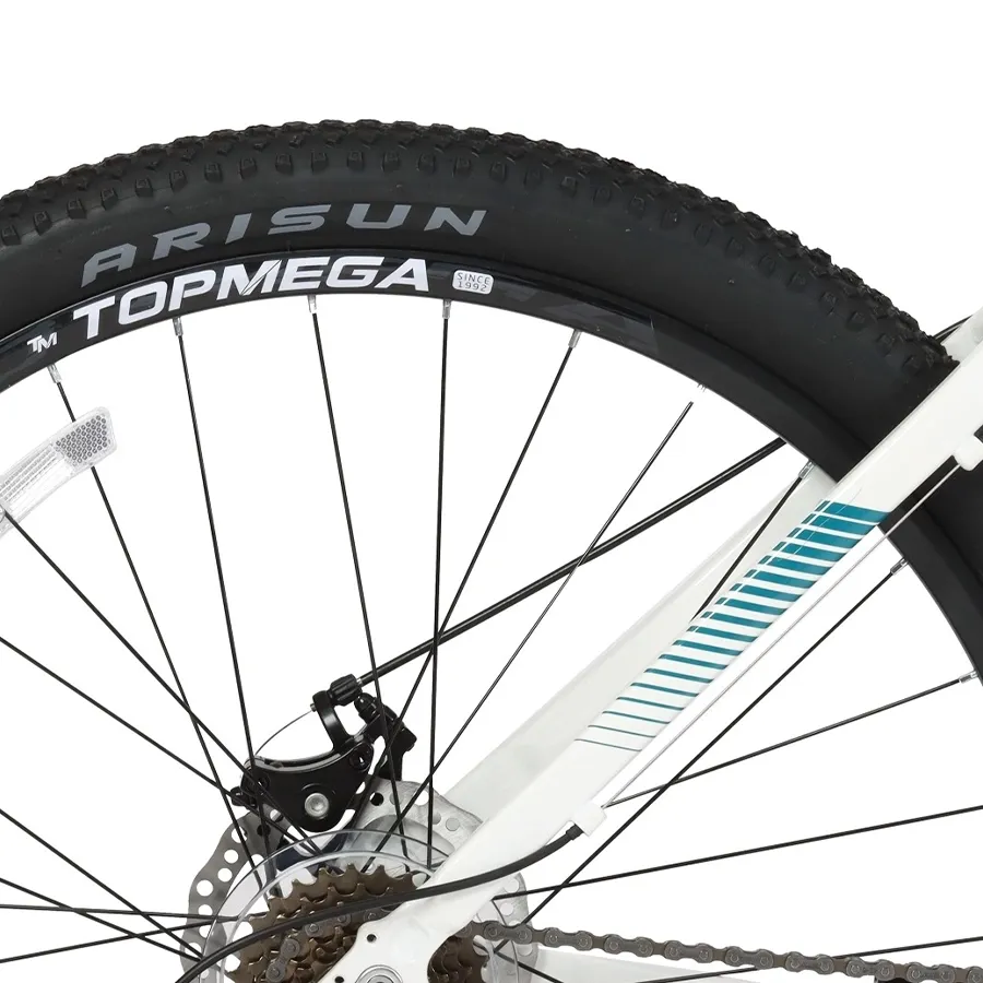 Imagen 9 de 11 de Bicicleta TopMega Mountain Bike Flamingo Aluminio R29 21vel-BLANCO/ROSA/CELESTE