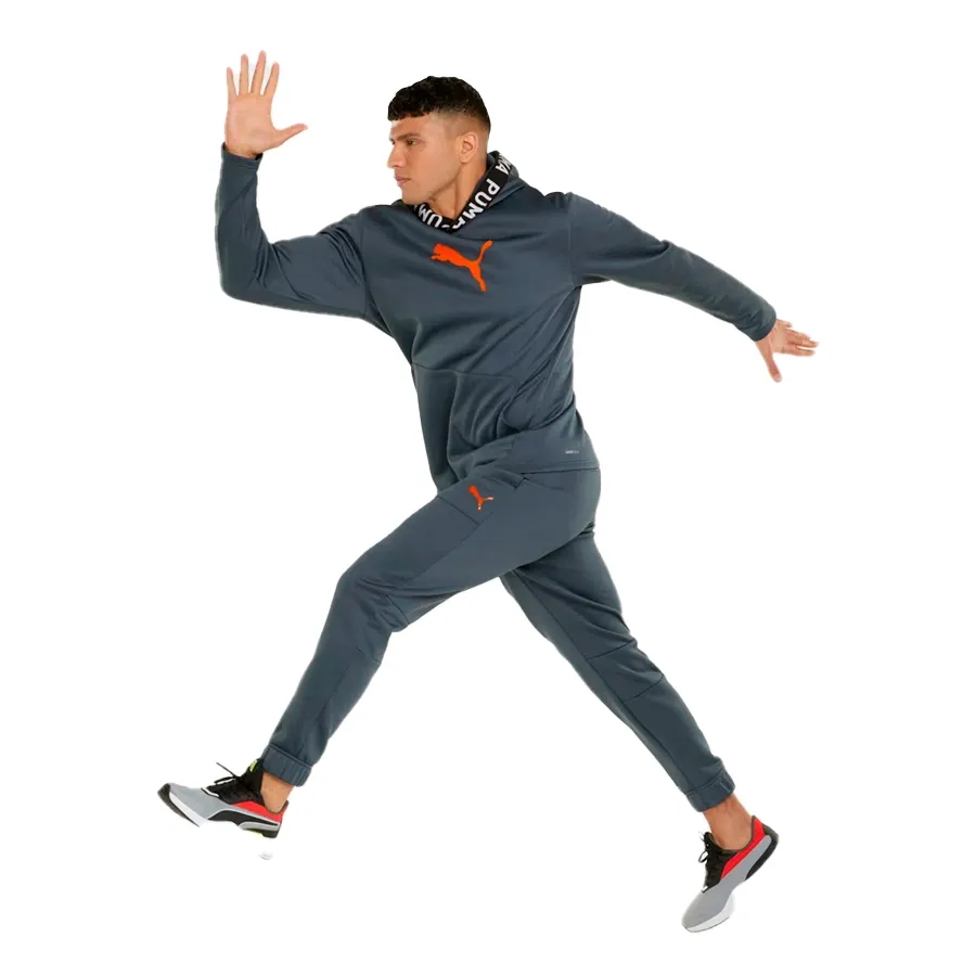 Imagen 5 de 6 de Buzo Puma Train Pwr Fleece-GRAFITO/NARANJA